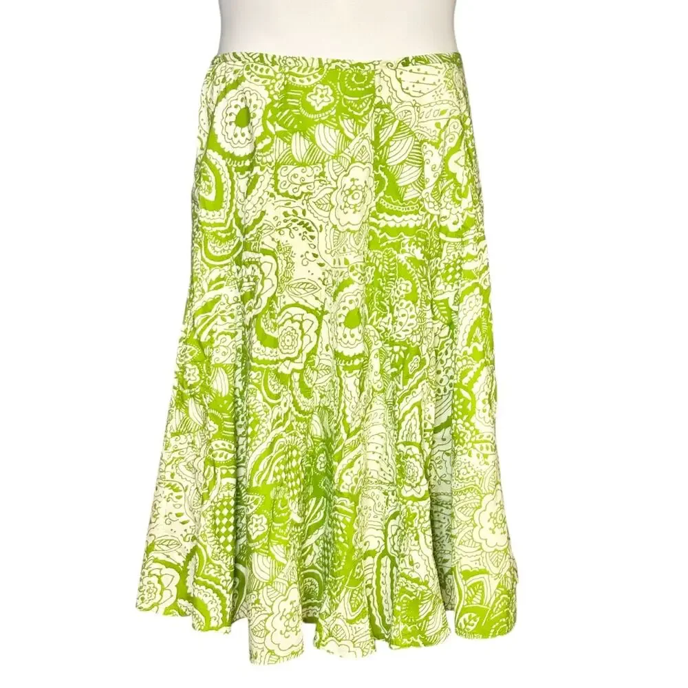 Chico's A Line Flared Maxi Skirt Size XL / 3 Boho Cottage Cotton Spring Green - Picture 1 of 9